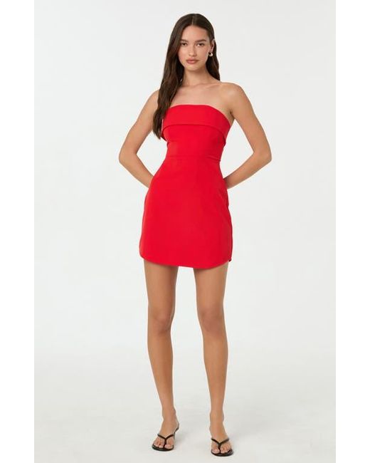 Astr Red Strapless Popover Minidress