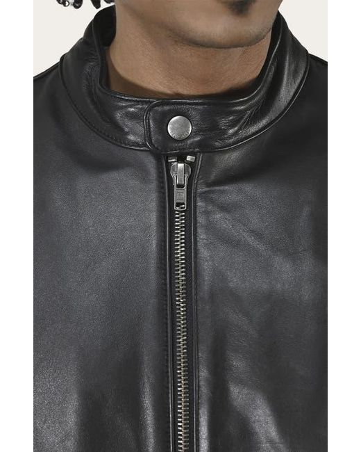 Frye Black Cafe Leather Racer Jacket for men