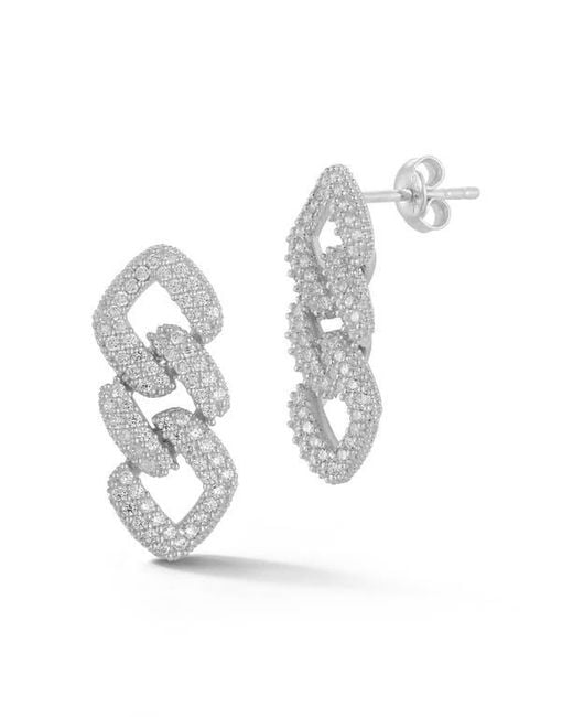 Glaze Jewelry White Pavé Chain Link Drop Earrings