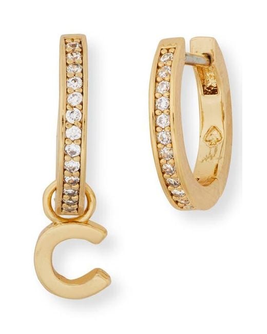 Kate Spade Metallic Cubic Zirconia Pavé Initial Huggie Earrings