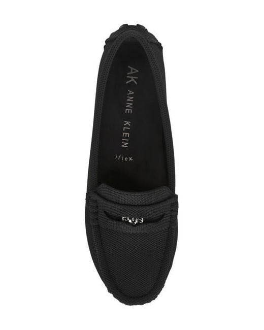 Anne Klein Black Skylar Knit Penny Loafer