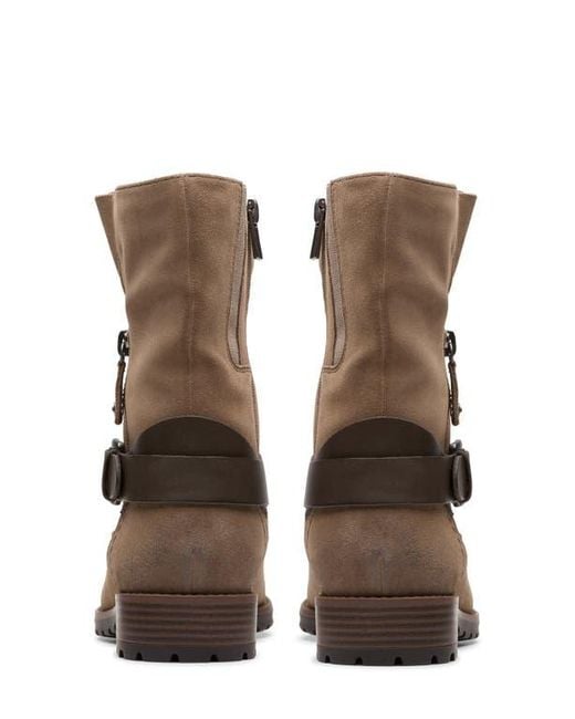 Clarks Brown Nissini Burnished Leather Slouch Boot