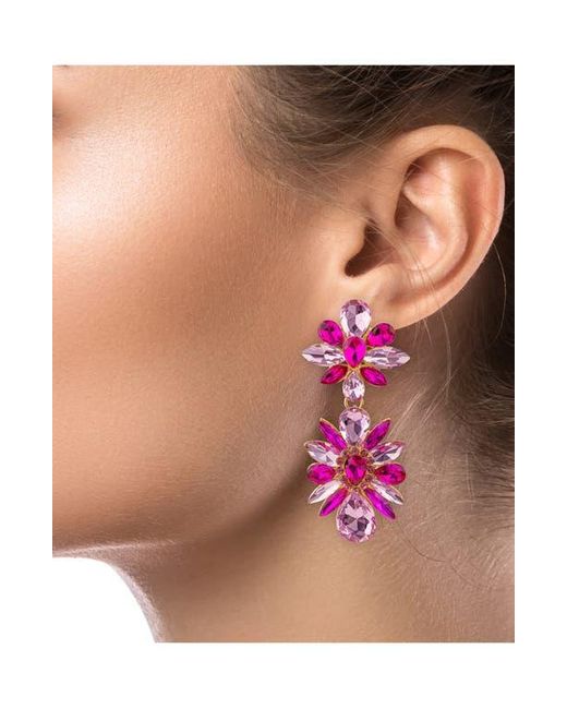 Jardin Pink Crystal Cluster Drop Earrings