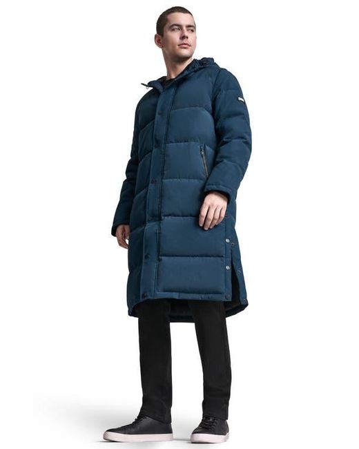 DKNY Blue Zip Front Longline Puffer for men