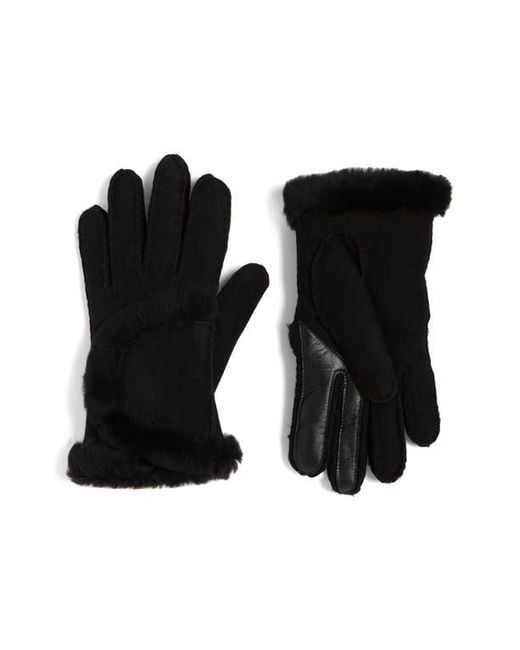 Ugg Black Genuine Shearling Suede Gloves