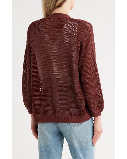 Nordstrom Red Open Stitch Front Cotton Cardigan