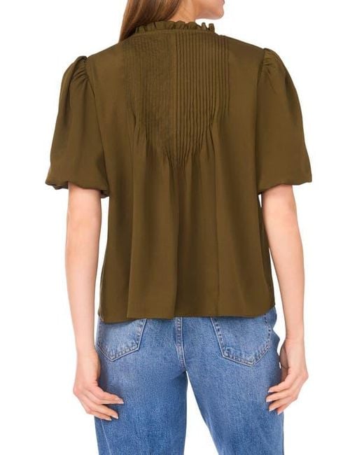 Parker Green Ruffle Pintuck Buttoned Shirt