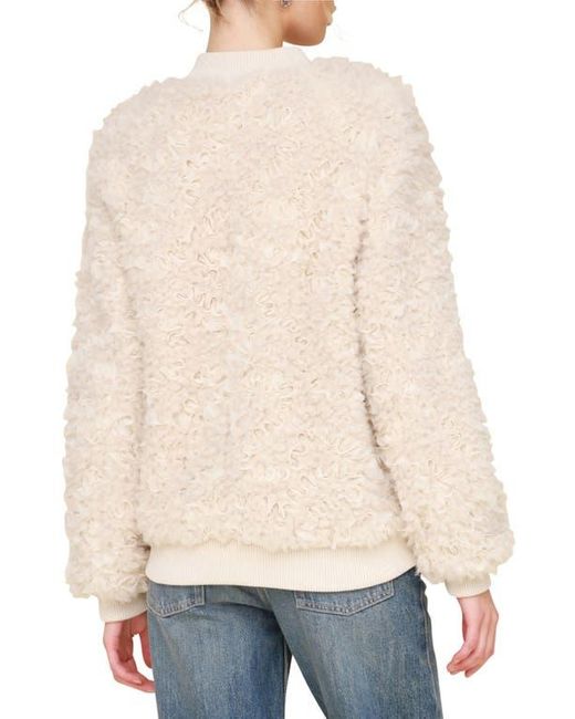 Avec Les Filles Natural Oversize Faux Shearling Bomber Jacket