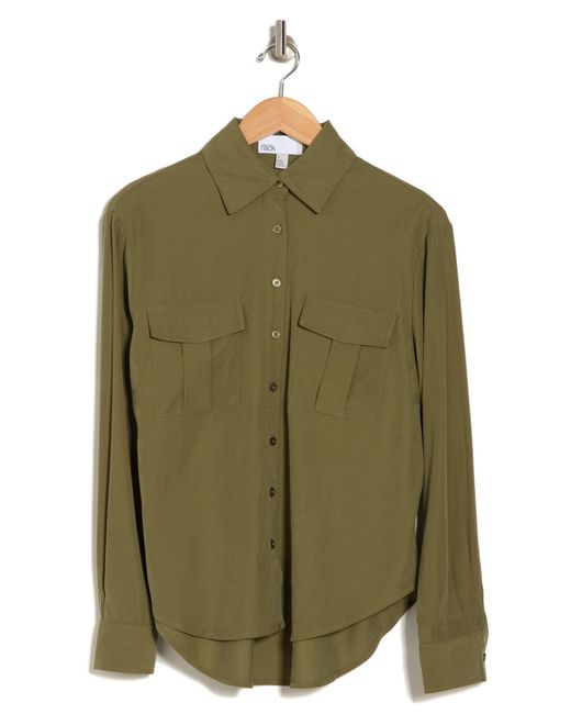 Nordstrom Green Utility Long Sleeve Button-up Shirt