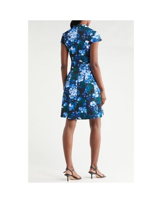 Vince Camuto Blue Cap Sleeve Scuba Dress