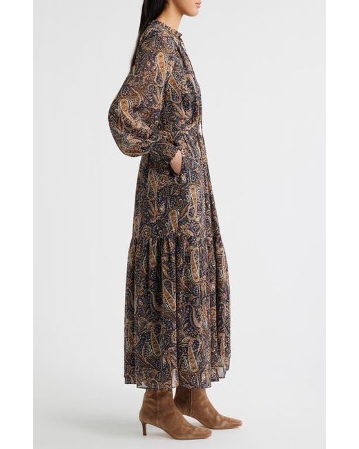 boho paisley long sleeve maxi dress sam edelman Sam Edelman Boho Paisley Long Sleeve Maxi Dress in Brown