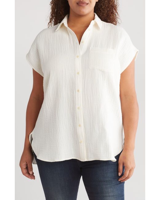 Madewell White Lightspun Boxy Button-up Shirt