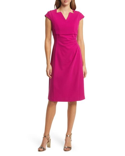Tahari Notch Collar Sheath Dress In Wild Berry At Nordstrom Rack in Pink |  Lyst