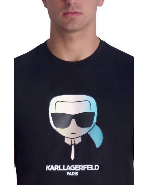 Karl Lagerfeld Blue Karl Character Cotton Graphic T-shirt for men