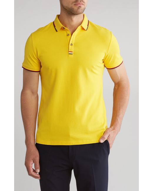 T.R. Premium Yellow Tipped Short Sleeve Knit Polo for men
