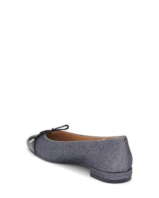 Stuart Weitzman Blue Sleek Cap Toe Bow Flat