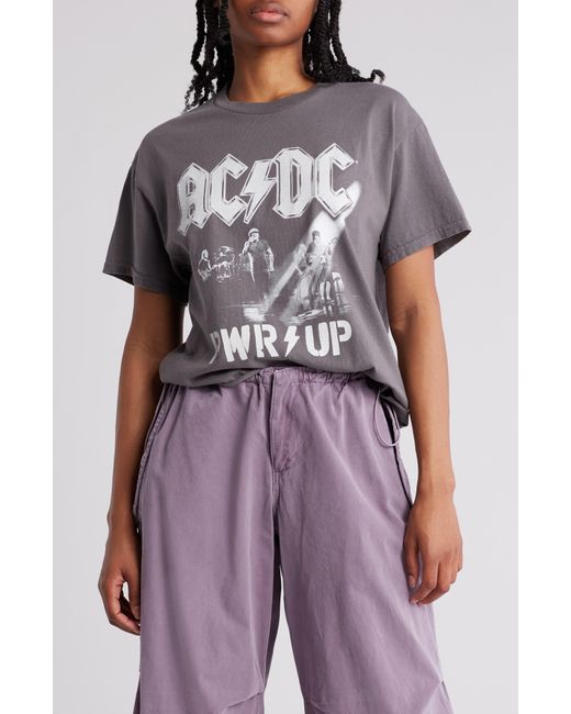 THE VINYL ICONS Purple Ac/dc Cropped Graphic T-shirt