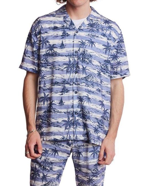 Paisley & Gray Blue Island Print Camp Shirt for men