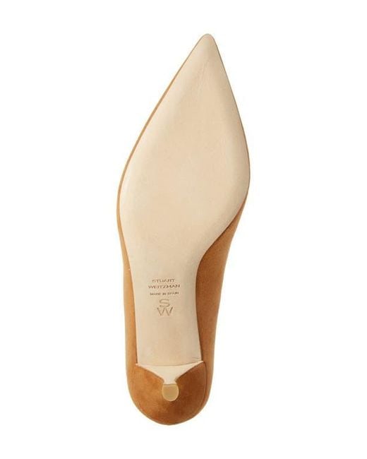Stuart Weitzman Brown Power Pointed Toe Kitten Heel Pump