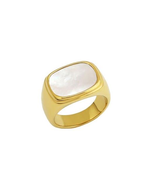 Rebel Metallic Square Mother-Of-Pearl Signet Ring