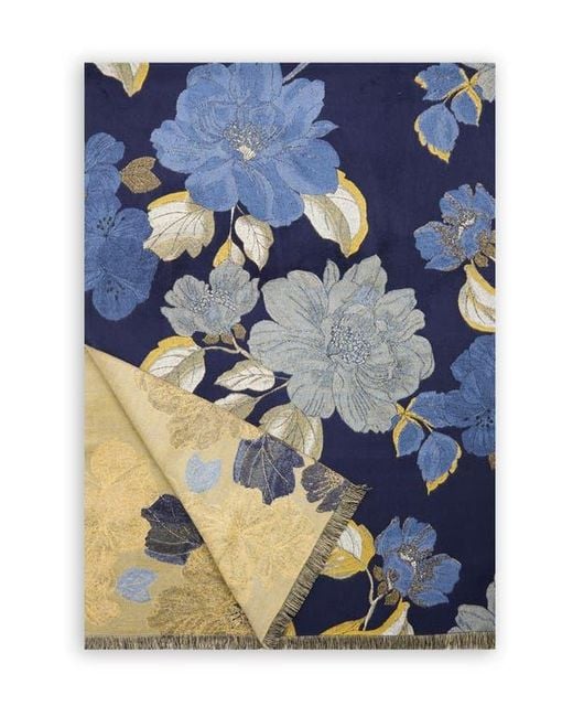 Saachi Blue Metallic Touch Reversible Scarf