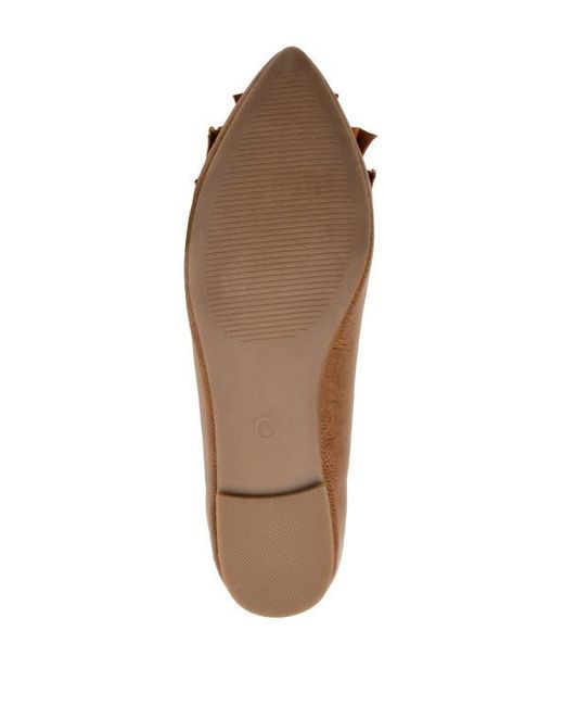 Journee Collection Brown Wide-Width Ruffle Pointed Flats
