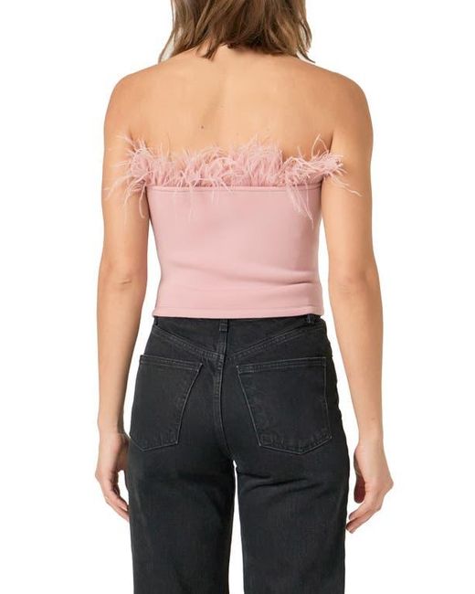 Endless Rose Red Feather Trim Strapless Top
