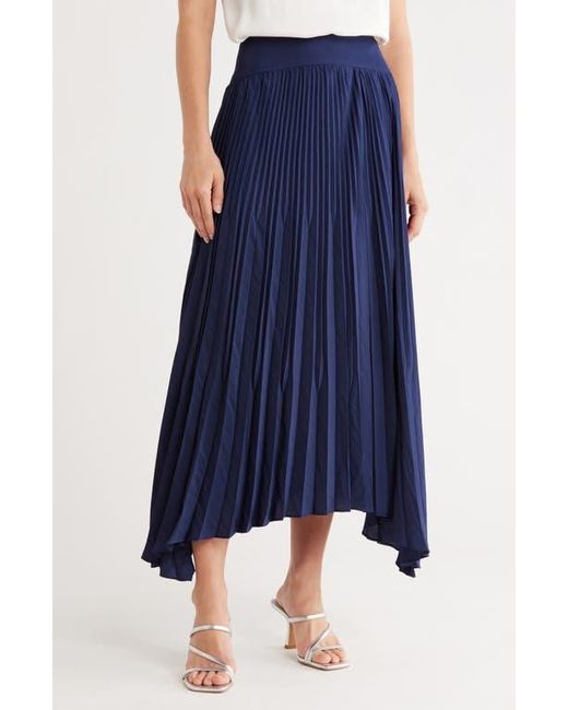 Ramy Brook Blue Winifred Pleated Asymmetric Maxi Skirt