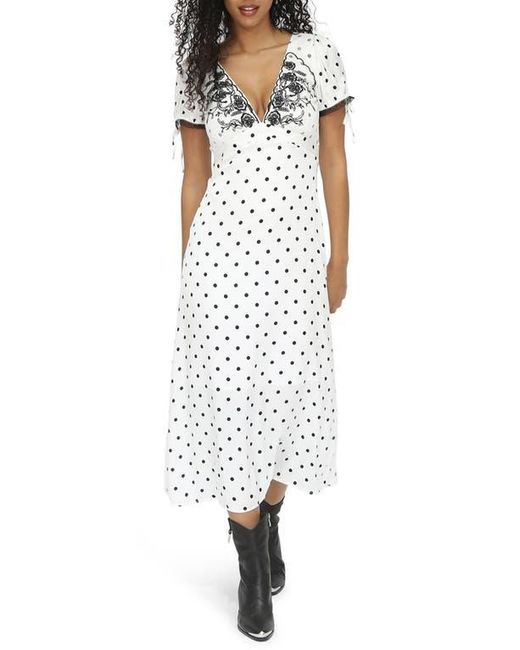 Belle & Bloom White You And I Polka Dot Midi Dress
