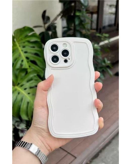 Auramma White Solid Wavy Bumper Iphone 14 Pro Max Case