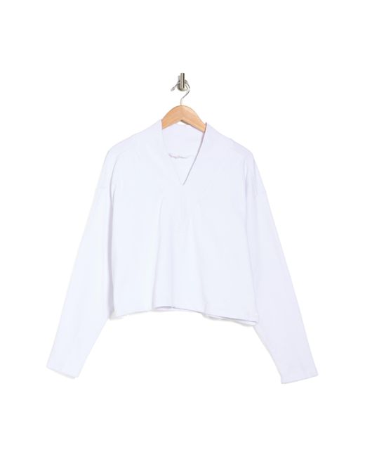 Fp Movement White Moonstruck V-neck Crop Sweatshirt