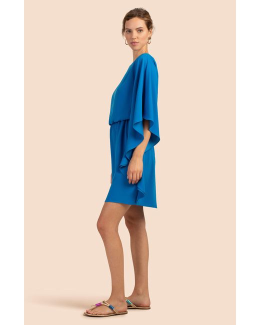 Trina Turk Blue Maison Asymmetric Sleeve Dress