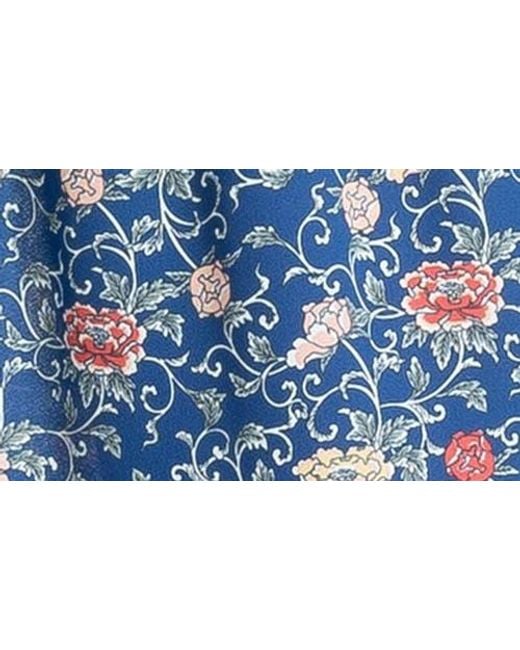 Max Studio Blue Smocked Flutter Sleeve Maxi Dress