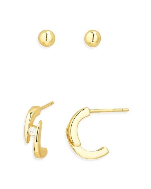 Argento Vivo Metallic Set Of 2 Stud & Bypass Huggie Earrings
