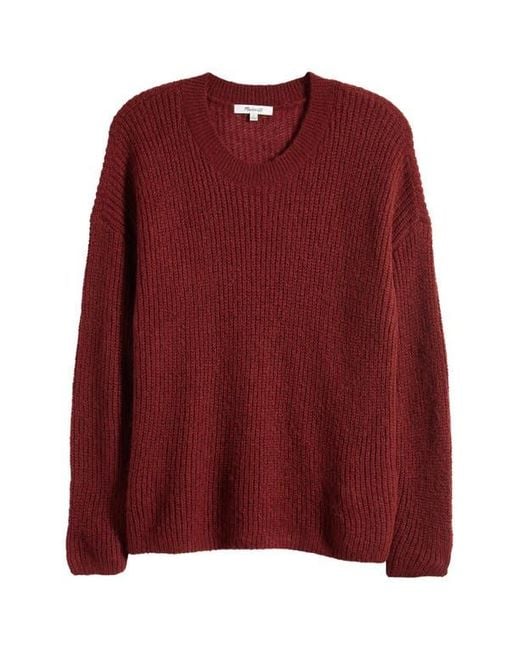 Madewell Red Ribbed Crewneck Sweater