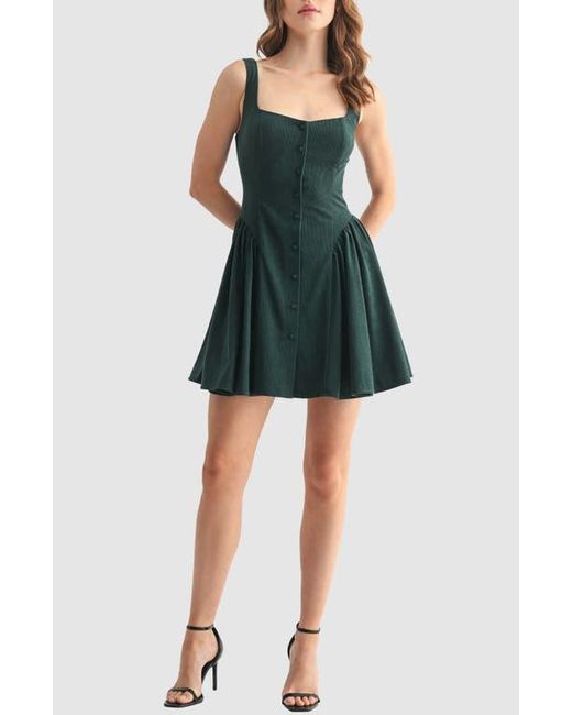 Lush Corduroy Button Flare Minidress in Green | Lyst Lush Corduroy Button Flare Minidress in Green | Lyst