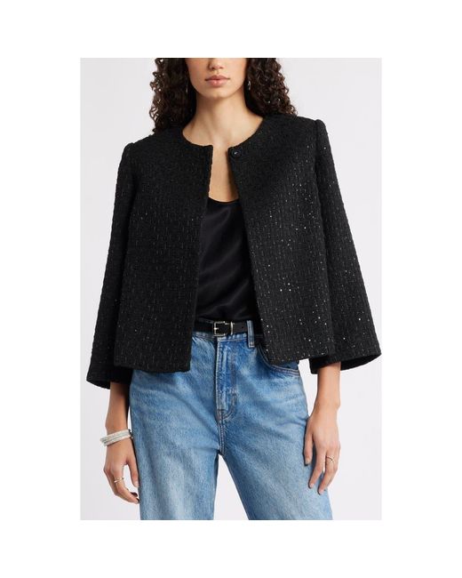 Nordstrom Black Collarless Bouclé Jacket