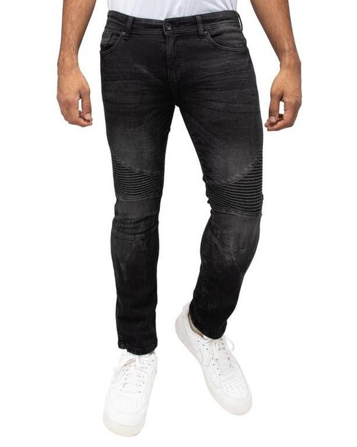 Xray Jeans Black Distressed Moto Slim Jeans for men