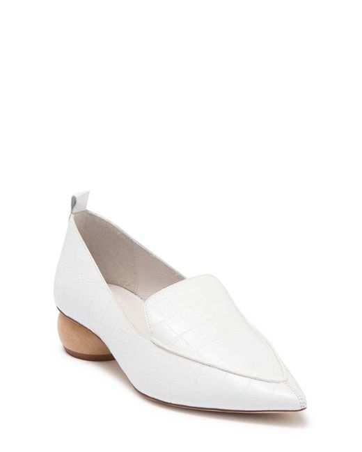 Jeffrey Campbell White Vinny Pointed Toe Croc-embossed Leather Loafer