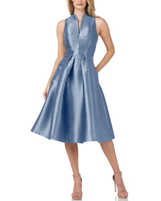Kay Unger Laurel Midi Cocktail Dress In Pacific Blue At Nordstrom Rack