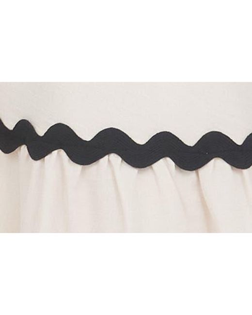 AUGUST SKY Natural Wavy Ribbon Tiered Midi Dress