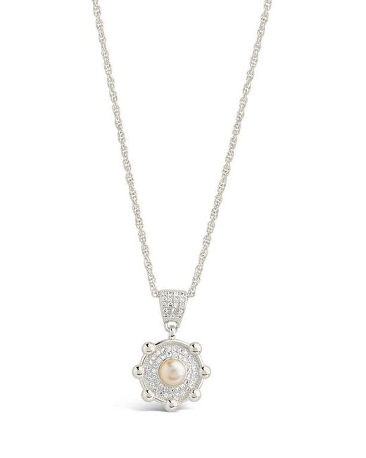 Sterling Forever White Etta Cubic Zirconia & Faux Pearl Pendant Necklace