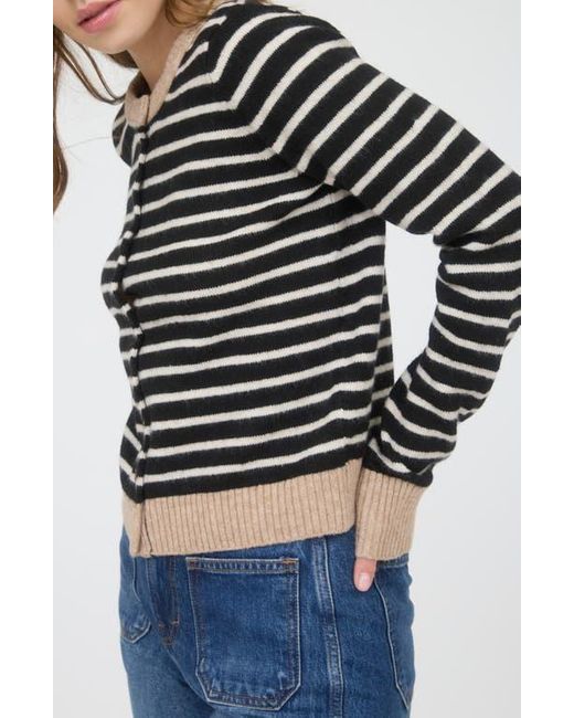 Blu Pepper Black Contrast Stripe Knit Cardigan