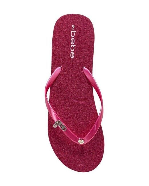 Bebe Pink Glittery Thong Sandal