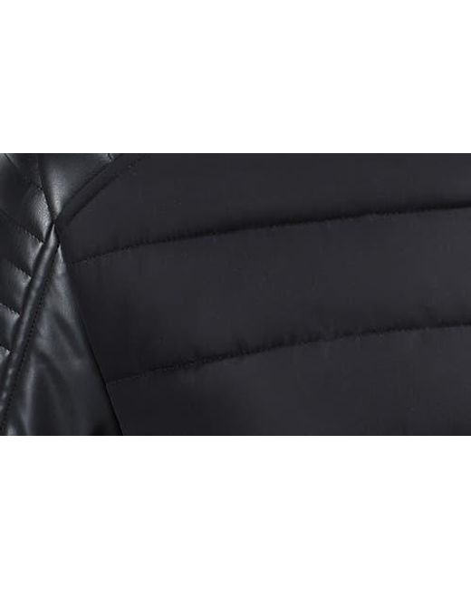 Xray Jeans Black Faux Leather Quilted Moto Jacket for men