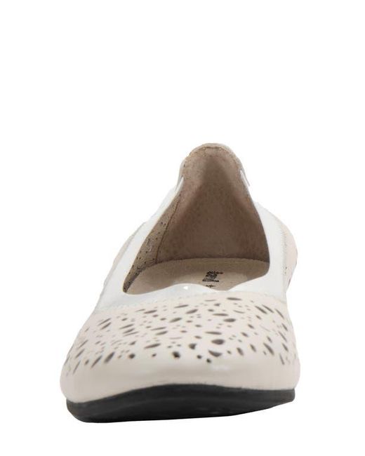 David Tate White Laser Cut Ballet Flat