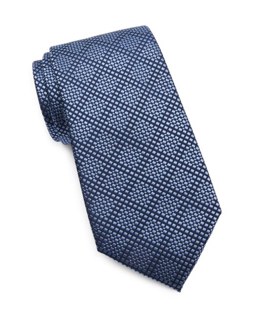 Duchamp Blue Diamond Pattern Silk Tie for men