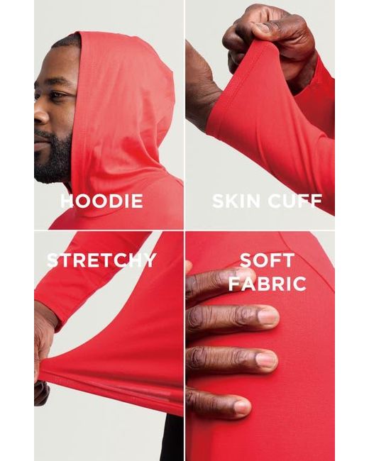 Xray Jeans Red Long Sleeve Hooded T-Shirt for men