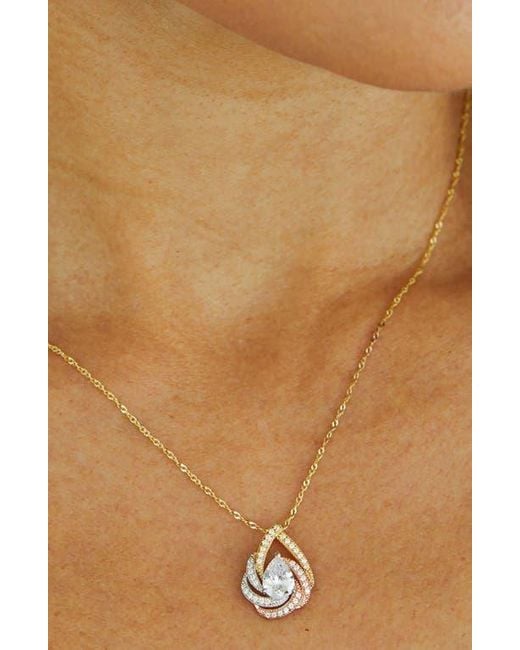 SAVVY CIE JEWELS Metallic Tri-Tone 18K Plated Sterling Cubic Zirconia Pendant Necklace