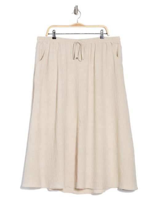 Max Studio Natural Textured Drawstring Skirt